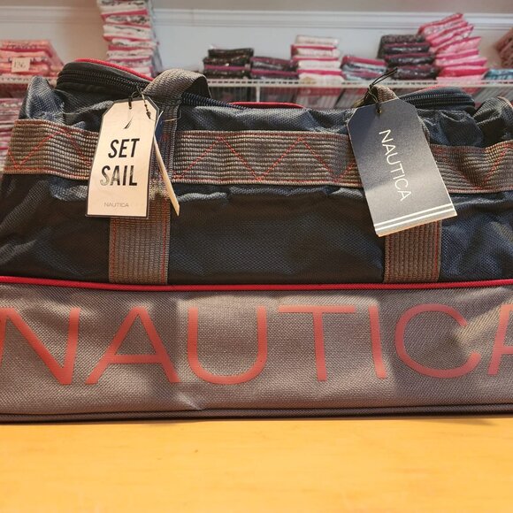 Nautica Dockside 22" Duffle Bag🔥New Large Bag w/ Shoulder Strap Dark Grey/Navy - Picture 1 of 9